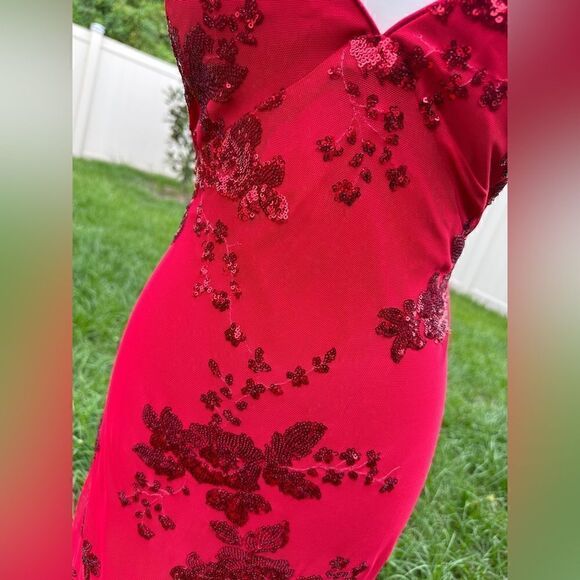 NWT Lulu’s Valhalla red sequin lace up maxi elegant formal dress Sz XL - Picture 3 of 12